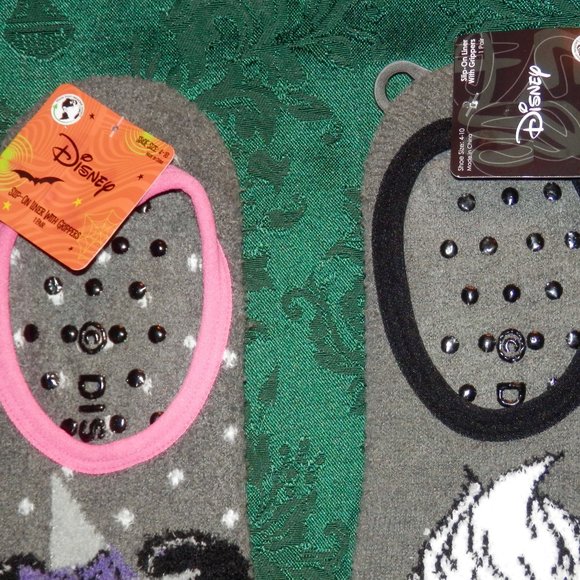 DISNEY URSULA AND MINNIE MOUSE SLIP ON LINER SOCKS WITH GRIPPERS * 2 PAIR SET * - Picture 3 of 4